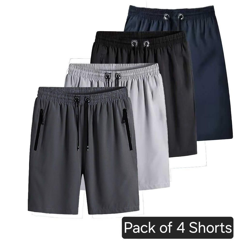 Combo of 4 Men's Stretchable Cotton Shorts - Tshirt - HUB
