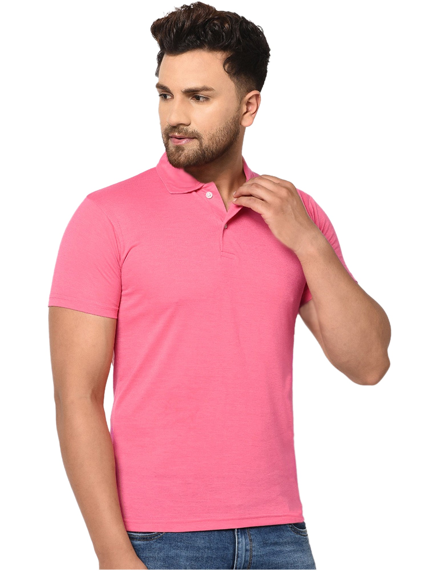 Cotton Blend Solid Half Sleeves Mens Polo T-Shirt - Tshirt - HUB