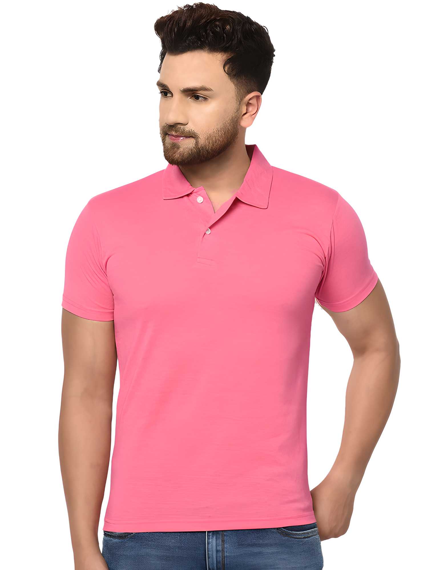Cotton Blend Solid Half Sleeves Mens Polo T-Shirt - Tshirt - HUB