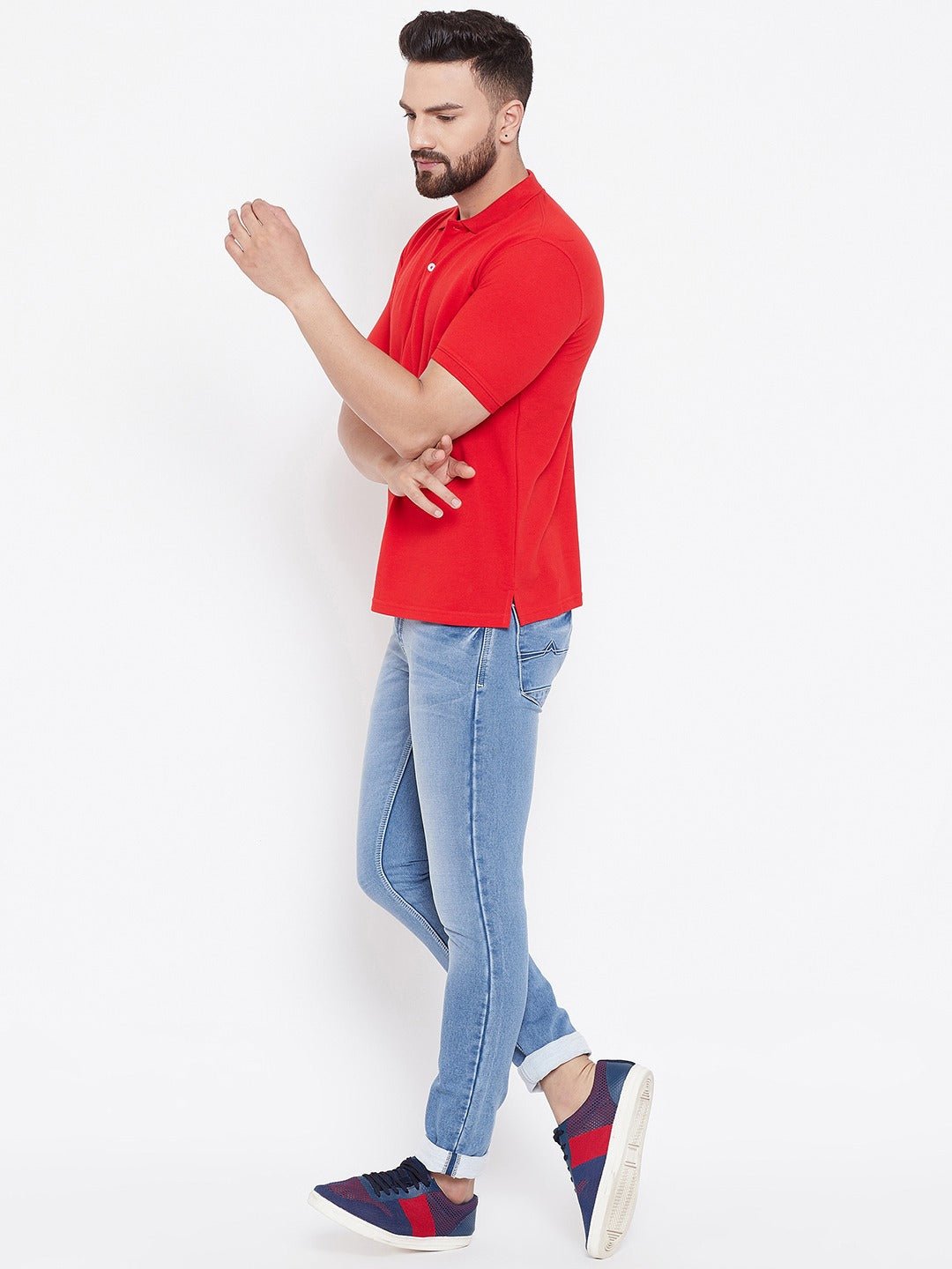 Cotton Blend Solid Half Sleeves Mens Polo T-Shirt - Tshirt - HUB