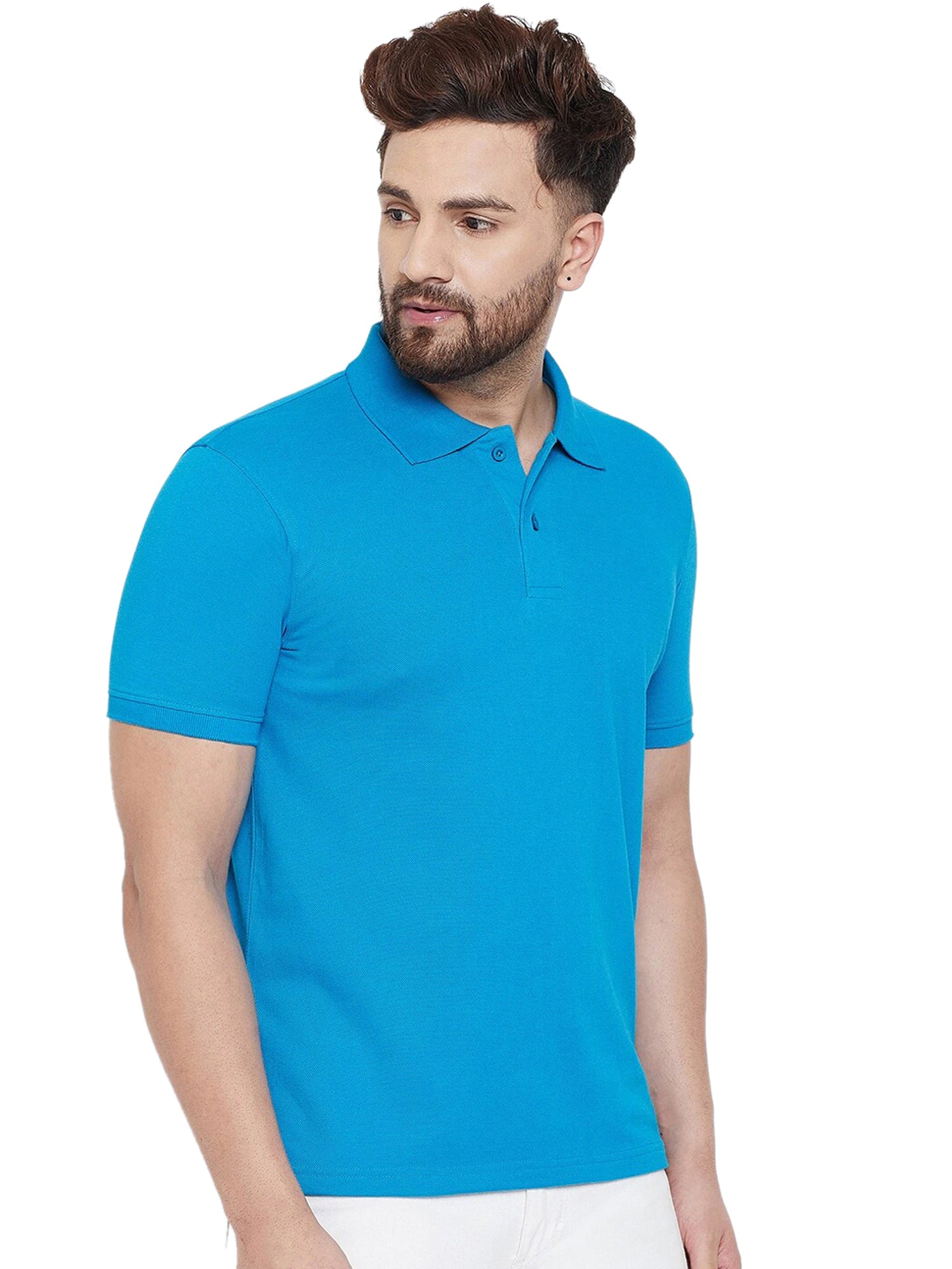Cotton Blend Solid Half Sleeves Mens Polo T-Shirt - Tshirt - HUB