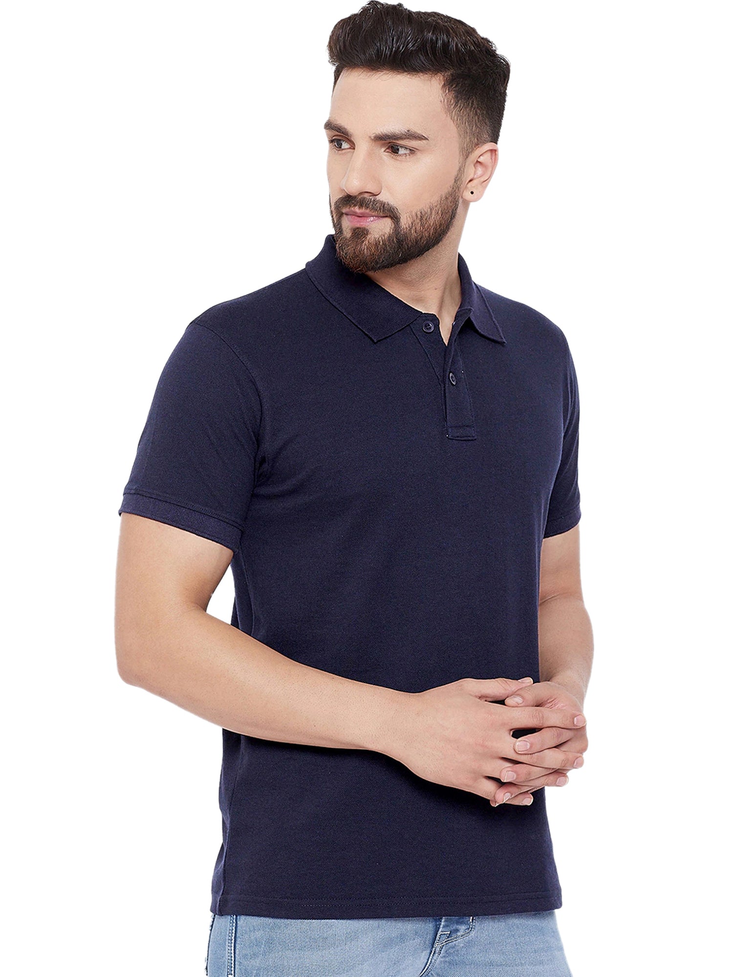 Cotton Blend Solid Half Sleeves Mens Polo T-Shirt - Tshirt - HUB