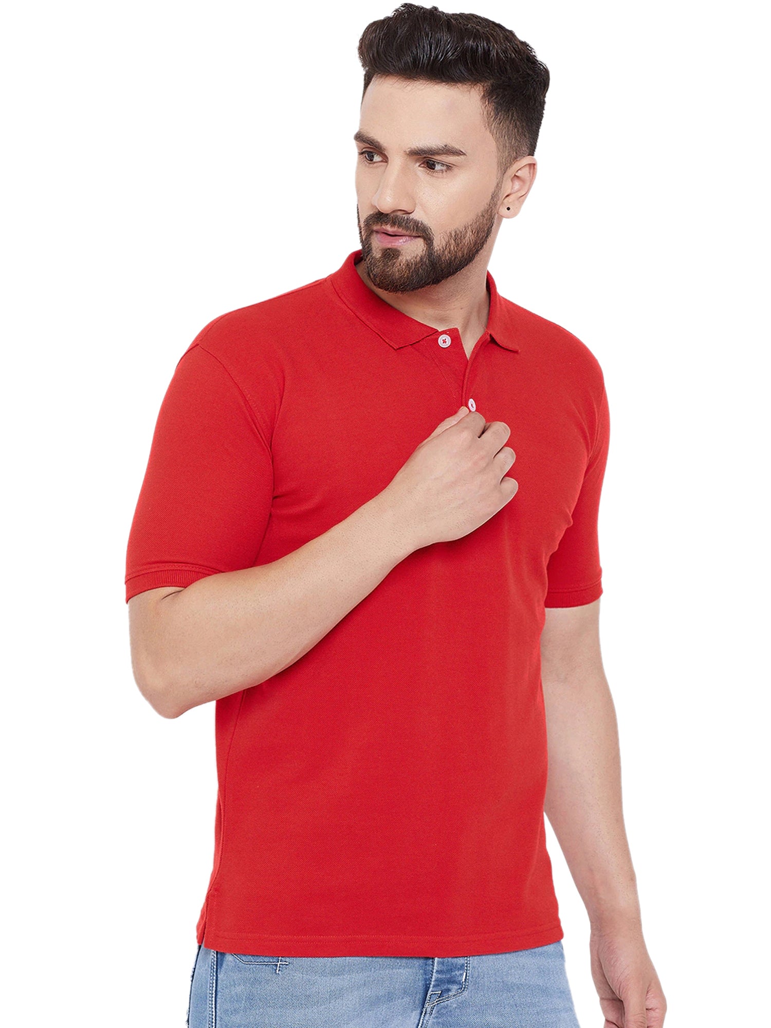 Cotton Blend Solid Half Sleeves Mens Polo T-Shirt - Tshirt - HUB