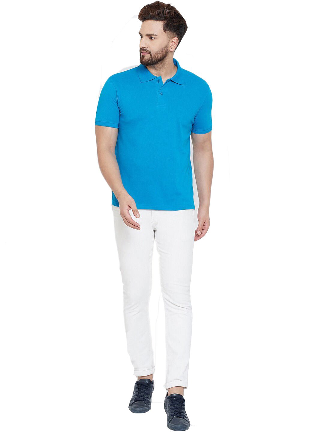 Cotton Blend Solid Half Sleeves Mens Polo T-Shirt - Tshirt - HUB