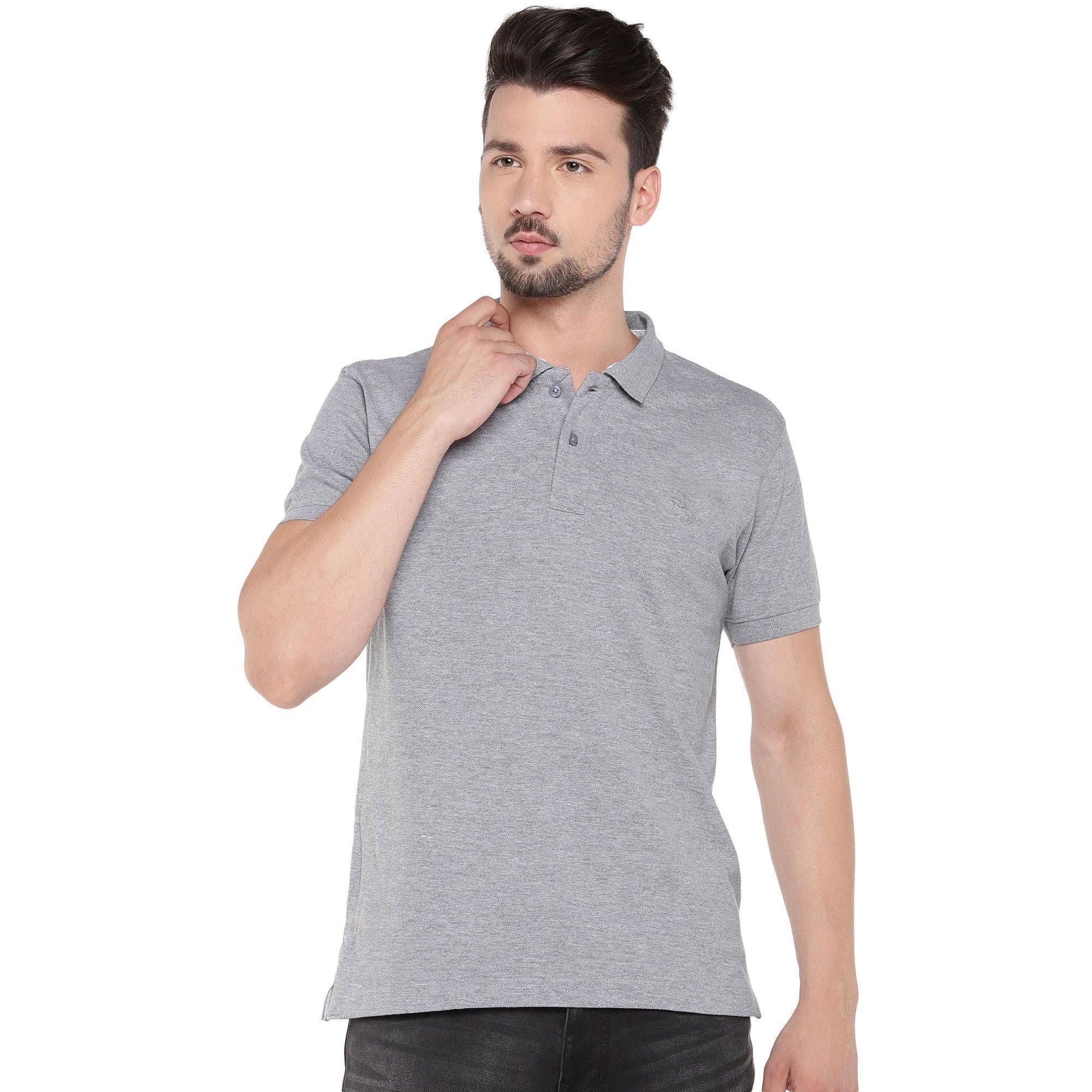 Cotton Blend Solid Half Sleeves Polo T-Shirt - Tshirt - HUB