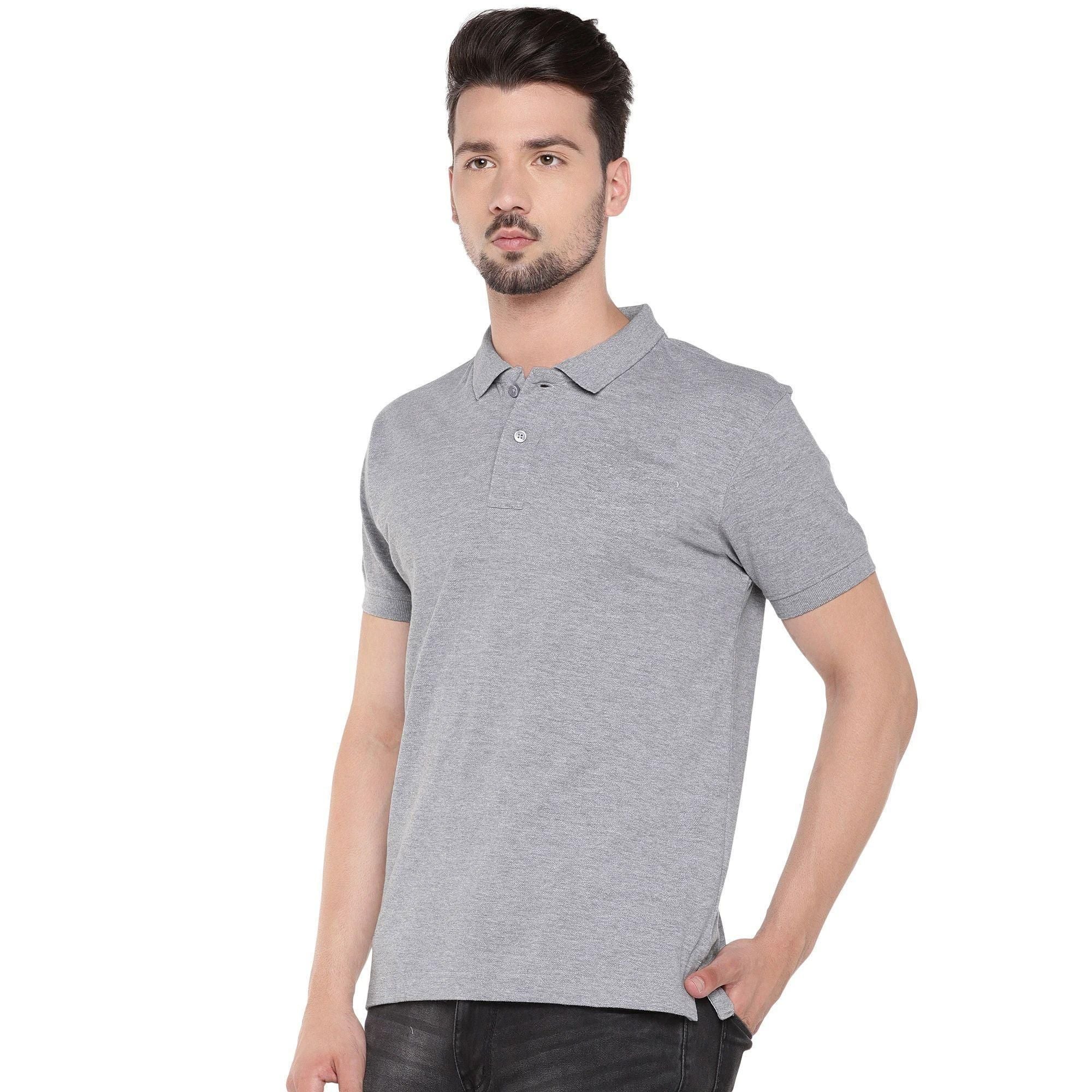 Cotton Blend Solid Half Sleeves Polo T-Shirt - Tshirt - HUB