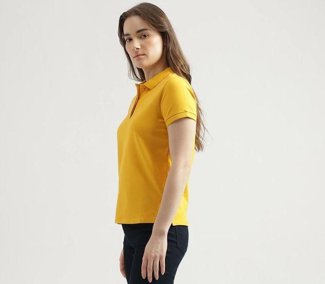 Ketex Yellow Cotton Blend Polo Neck Tshirt - Tshirt - HUB