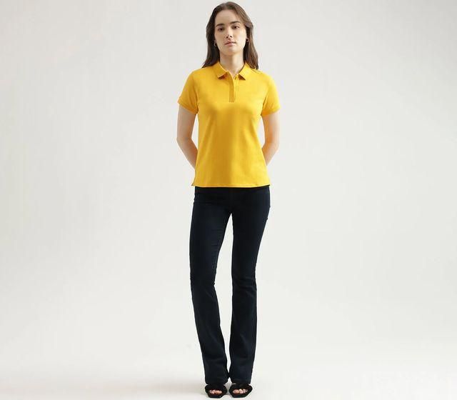 Ketex Yellow Cotton Blend Polo Neck Tshirt - Tshirt - HUB