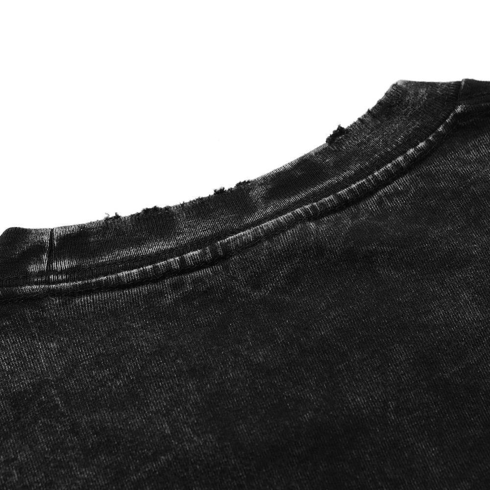 Men Hip Hop Streetwear Tshirt Washed Black - Tshirt - HUB