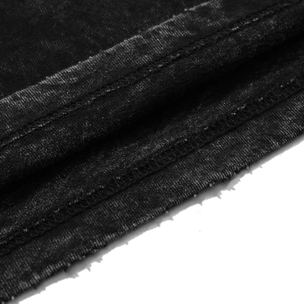 Men Hip Hop Streetwear Tshirt Washed Black - Tshirt - HUB