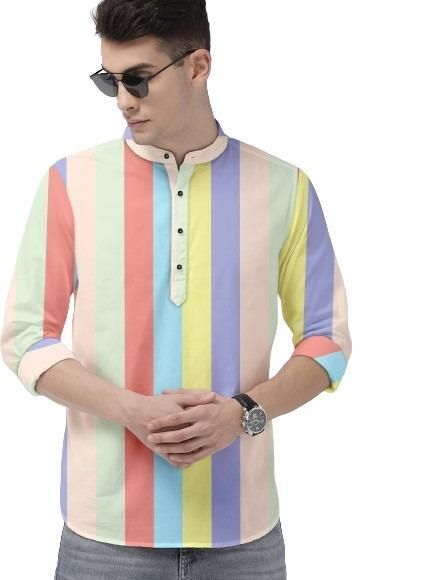 Men's Color Block Spread Collar Casual Shirt - Tshirt - HUB