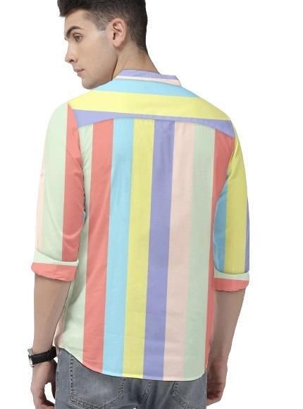 Men's Color Block Spread Collar Casual Shirt - Tshirt - HUB