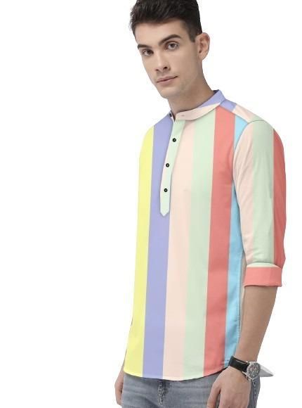 Men's Color Block Spread Collar Casual Shirt - Tshirt - HUB