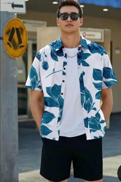 Men's Printed Half Sleeves Regular Collar Casual Shirt - Tshirt - HUB