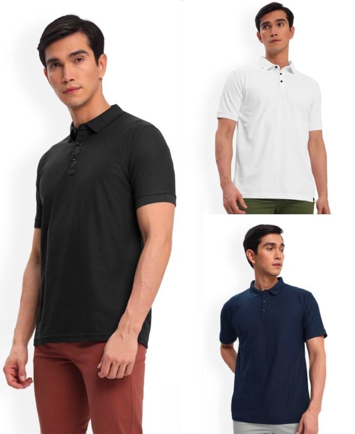 Poly Cotton Solid Half Sleeves Mens Polo T-shirt (Pack of 3) - Tshirt - HUB