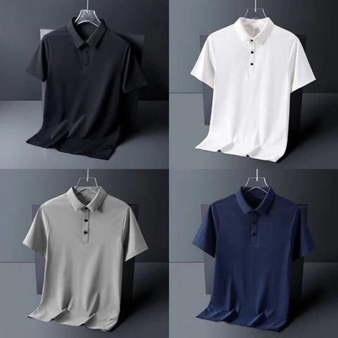 Poly Matte Solid Half Sleeves Mens Polo T-Shirt Pack Of 4 - Tshirt - HUB