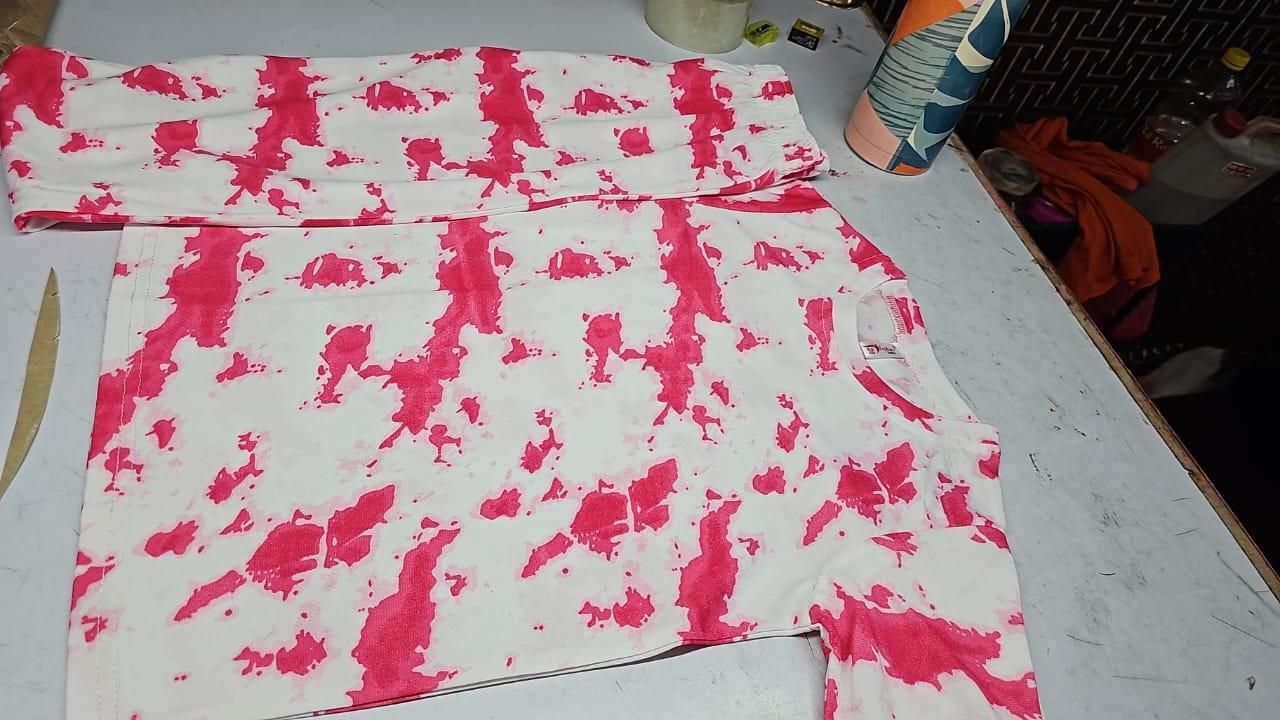 Women's Casual Tie Dye Print Night Suit - Tshirt - HUB