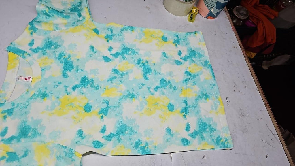 Women's Casual Tie Dye Print Night Suit - Tshirt - HUB