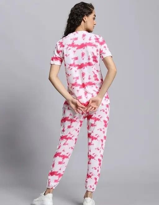 Women's Casual Tie Dye Print Night Suit - Tshirt - HUB
